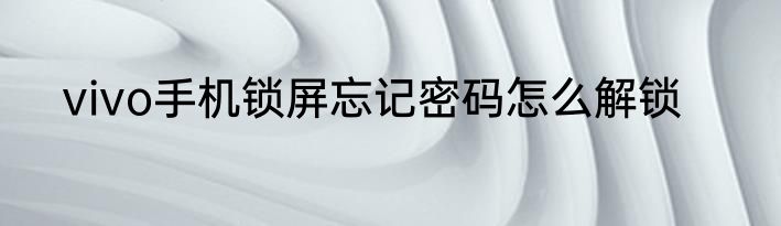 vivo手机锁屏忘记密码怎么解锁