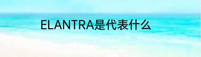 ELANTRA是代表什么