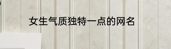 女生气质独特一点的网名