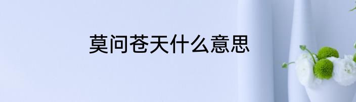 莫问苍天什么意思