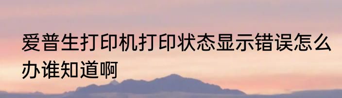 爱普生打印机打印状态显示错误怎么办谁知道啊
