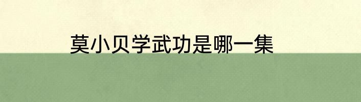 莫小贝学武功是哪一集