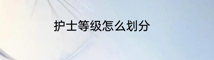 护士等级怎么划分