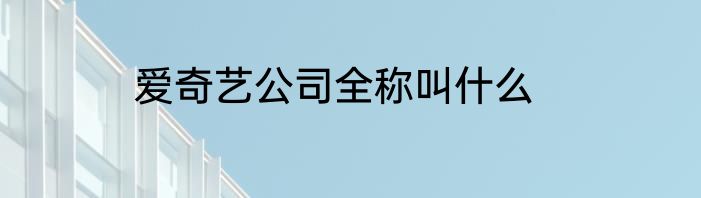 爱奇艺公司全称叫什么
