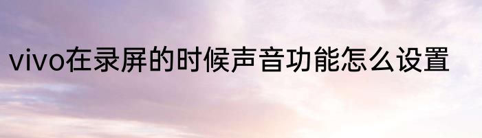 vivo在录屏的时候声音功能怎么设置