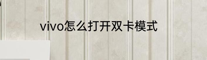 vivo怎么打开双卡模式