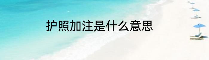 护照加注是什么意思