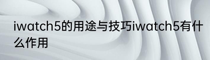 iwatch5的用途与技巧iwatch5有什么作用