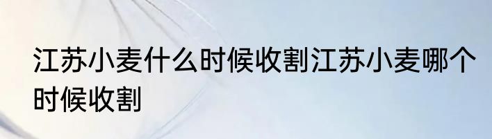 江苏小麦什么时候收割江苏小麦哪个时候收割