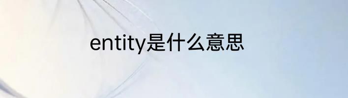 entity是什么意思