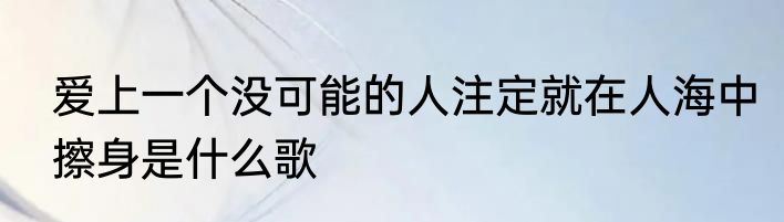 爱上一个没可能的人注定就在人海中擦身是什么歌