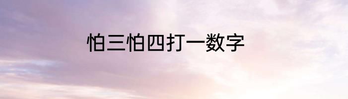 怕三怕四打一数字