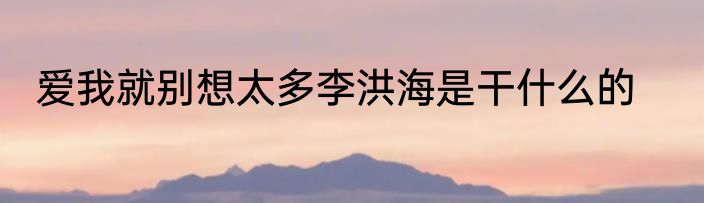 爱我就别想太多李洪海是干什么的