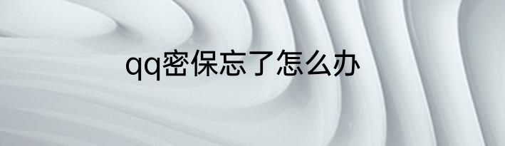 qq密保忘了怎么办