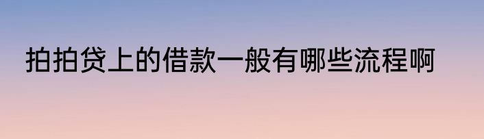 拍拍贷上的借款一般有哪些流程啊