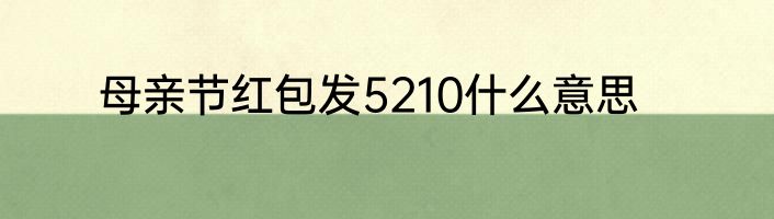 母亲节红包发5210什么意思