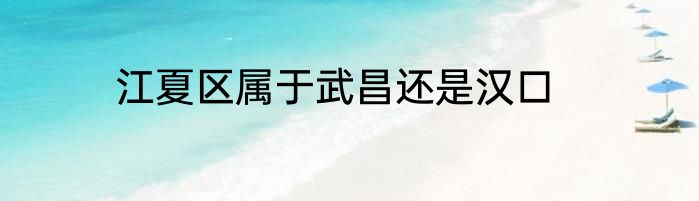 江夏区属于武昌还是汉口