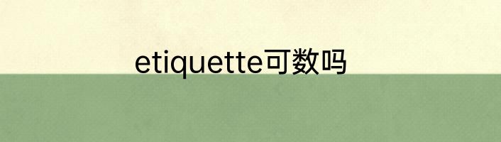 etiquette可数吗