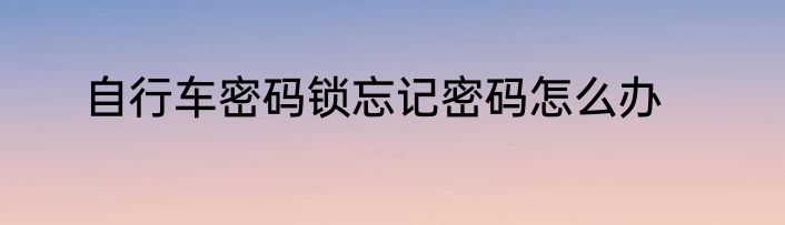 自行车密码锁忘记密码怎么办