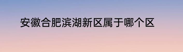 安徽合肥滨湖新区属于哪个区