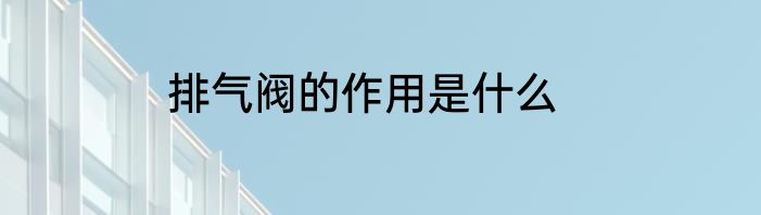 排气阀的作用是什么