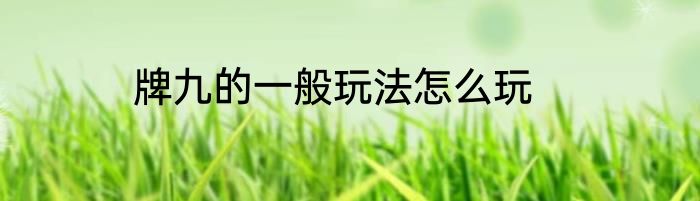 牌九的一般玩法怎么玩