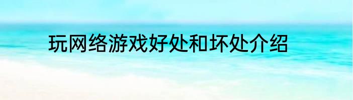 玩网络游戏好处和坏处介绍
