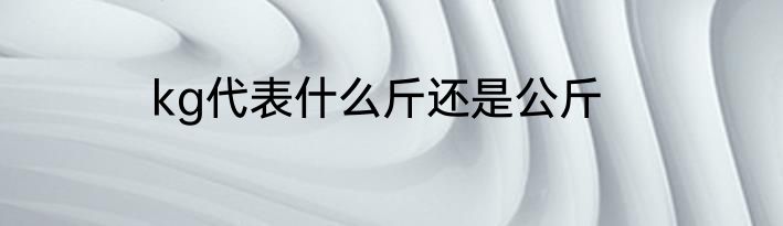 kg代表什么斤还是公斤
