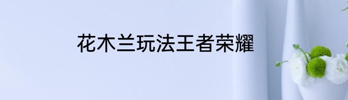 花木兰玩法王者荣耀