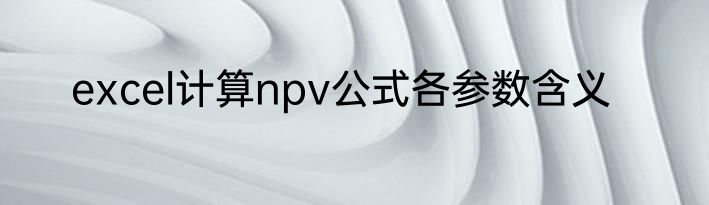 excel计算npv公式各参数含义