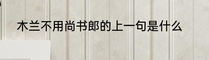 木兰不用尚书郎的上一句是什么