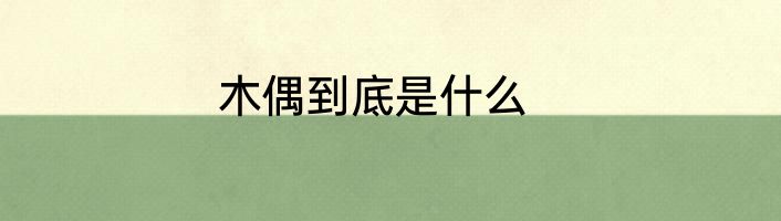 木偶到底是什么