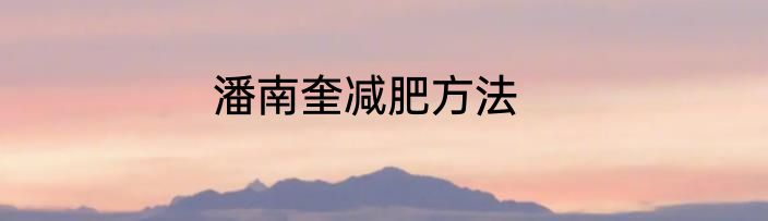 潘南奎减肥方法