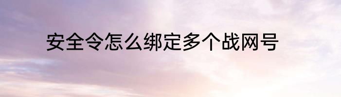 安全令怎么绑定多个战网号