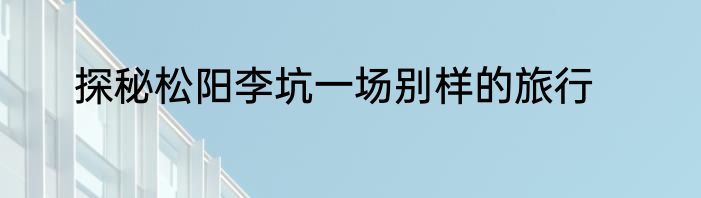 探秘松阳李坑一场别样的旅行
