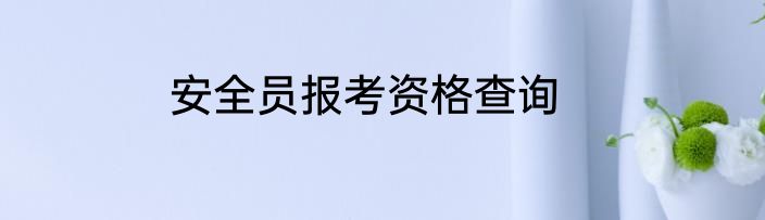 安全员报考资格查询