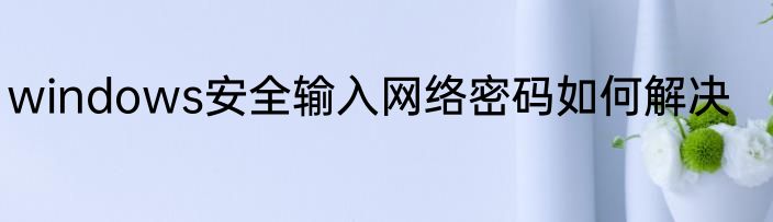 windows安全输入网络密码如何解决