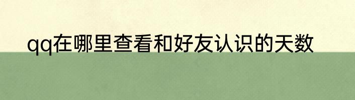 qq在哪里查看和好友认识的天数