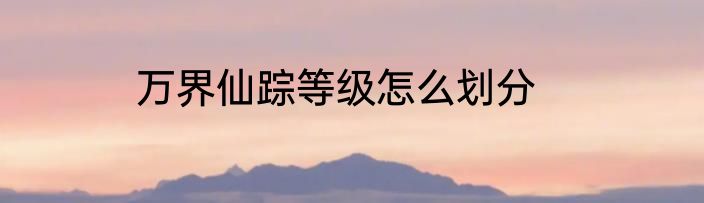 万界仙踪等级怎么划分