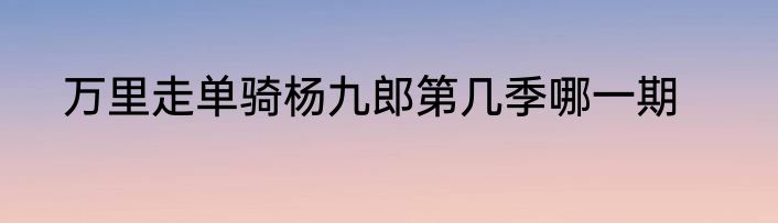 万里走单骑杨九郎第几季哪一期