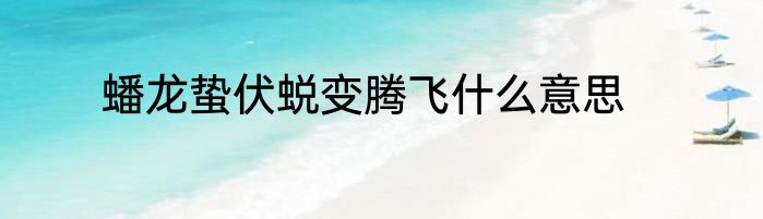 蟠龙蛰伏蜕变腾飞什么意思