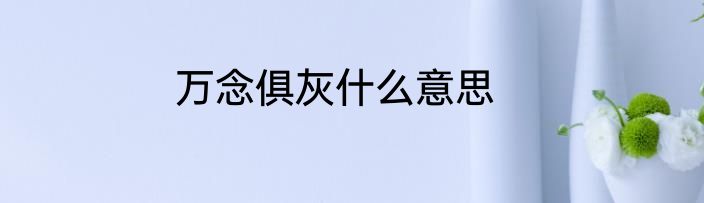 万念俱灰什么意思