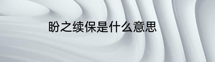 盼之续保是什么意思