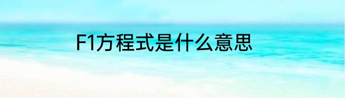 F1方程式是什么意思
