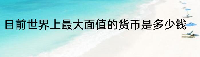 目前世界上最大面值的货币是多少钱
