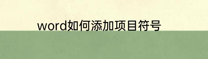 word如何添加项目符号
