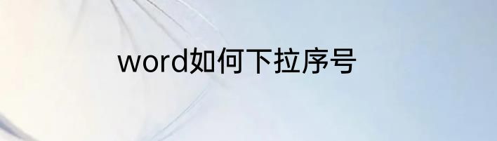 word如何下拉序号