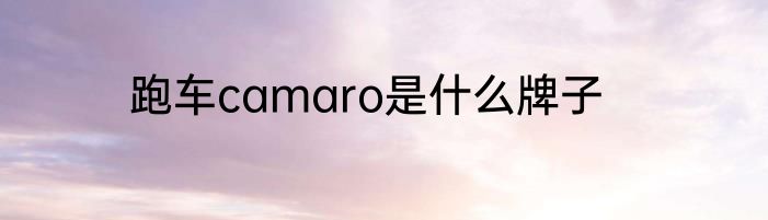 跑车camaro是什么牌子