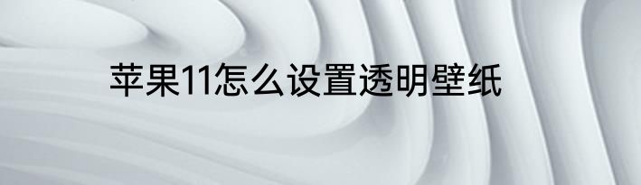 苹果11怎么设置透明壁纸