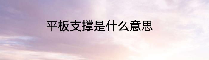 平板支撑是什么意思